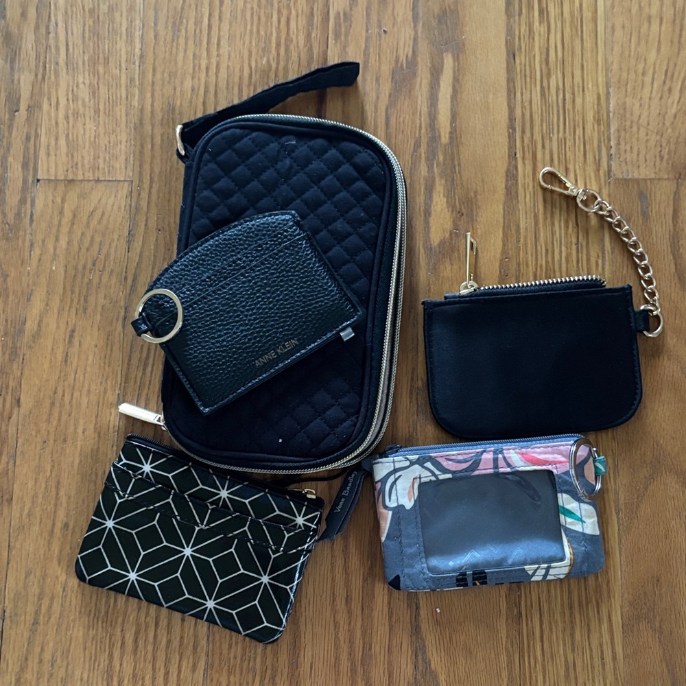 Anne Klein Black and Gold Quilted Cosmetic Bag Set